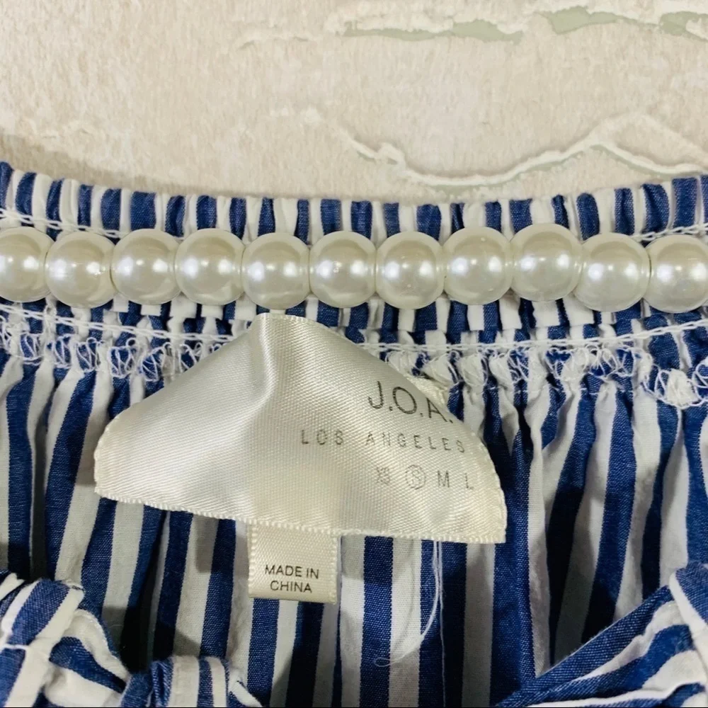 J.O.A. Off The Shoulder Stripe Top on Blue… - Picture 7 of 10